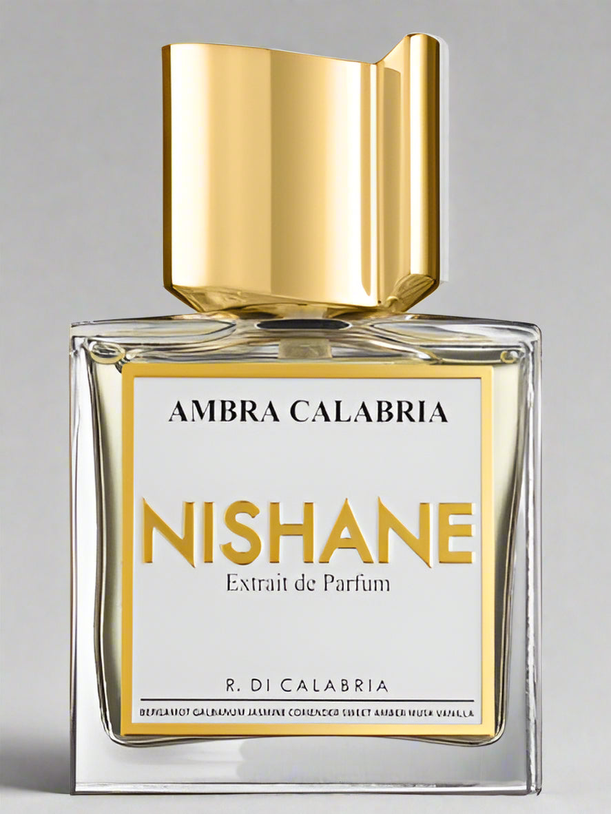 Nishane Ambra Calabria perfume bottle on white background